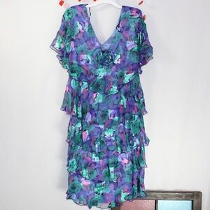 Vintage ruffled floral dress Ann Hobbs Cattiva-Saks Fifth Avenue womens size 12